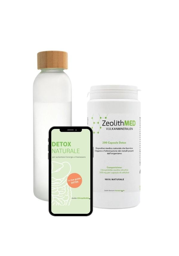 Set iniziale: capsule detox con bottiglia e guida