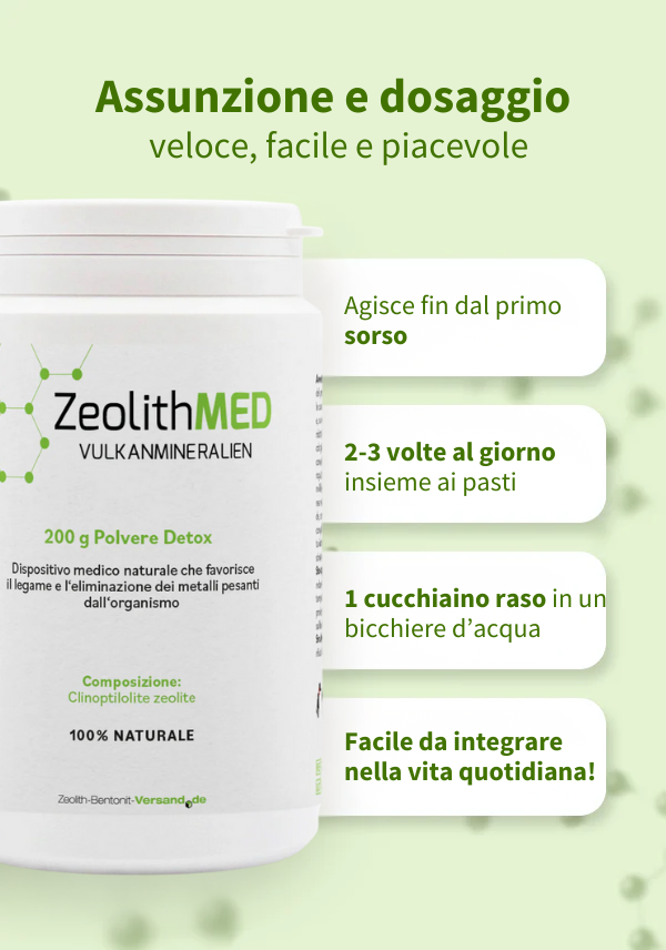 ZeolithMED polvere detox 200g, dispositivo medico con certificato CE