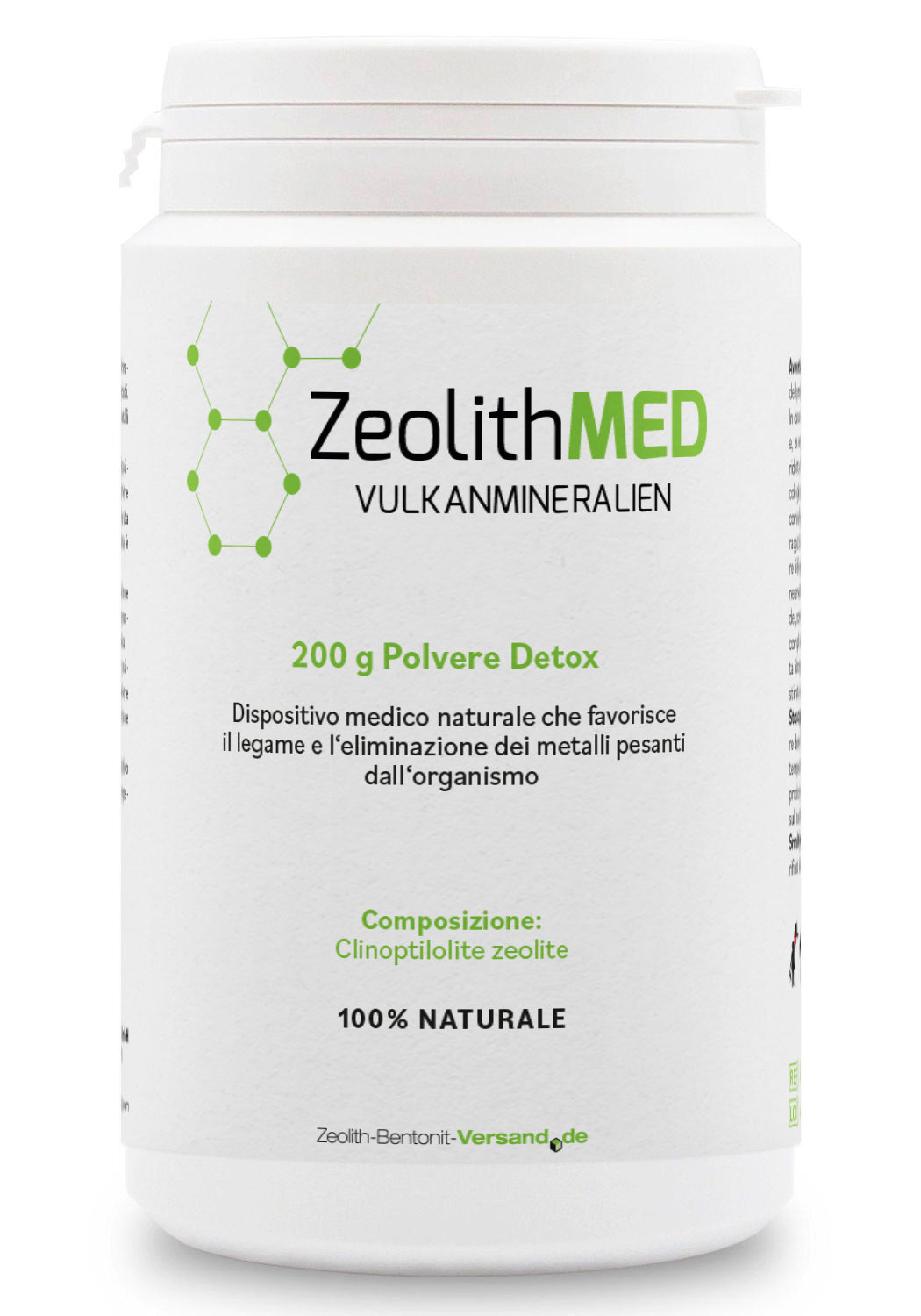 ZeolithMED polvere detox 200g, dispositivo medico con certificato CE