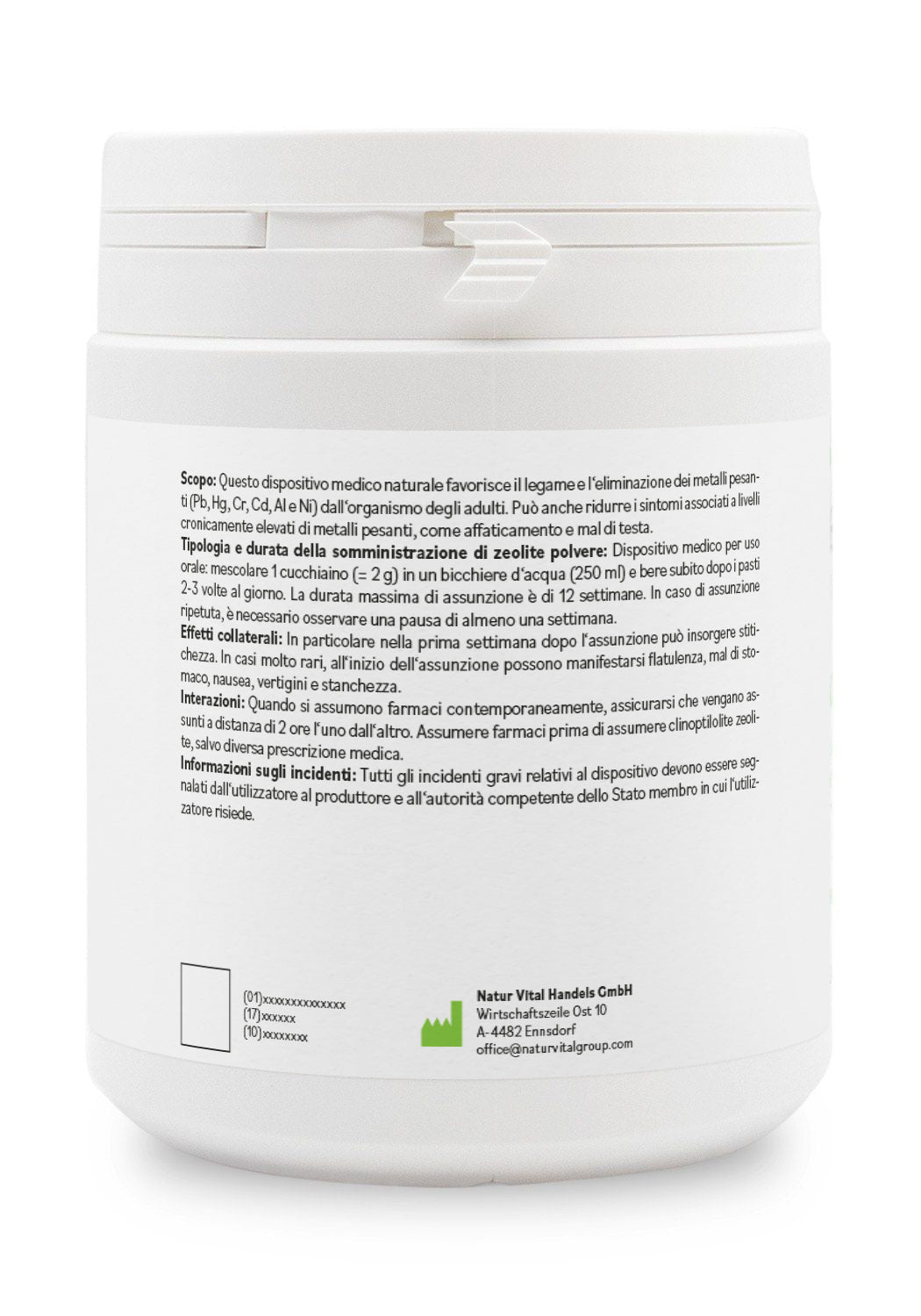 ZeolithMED polvere detox 400g, dispositivo medico con certificato CE
