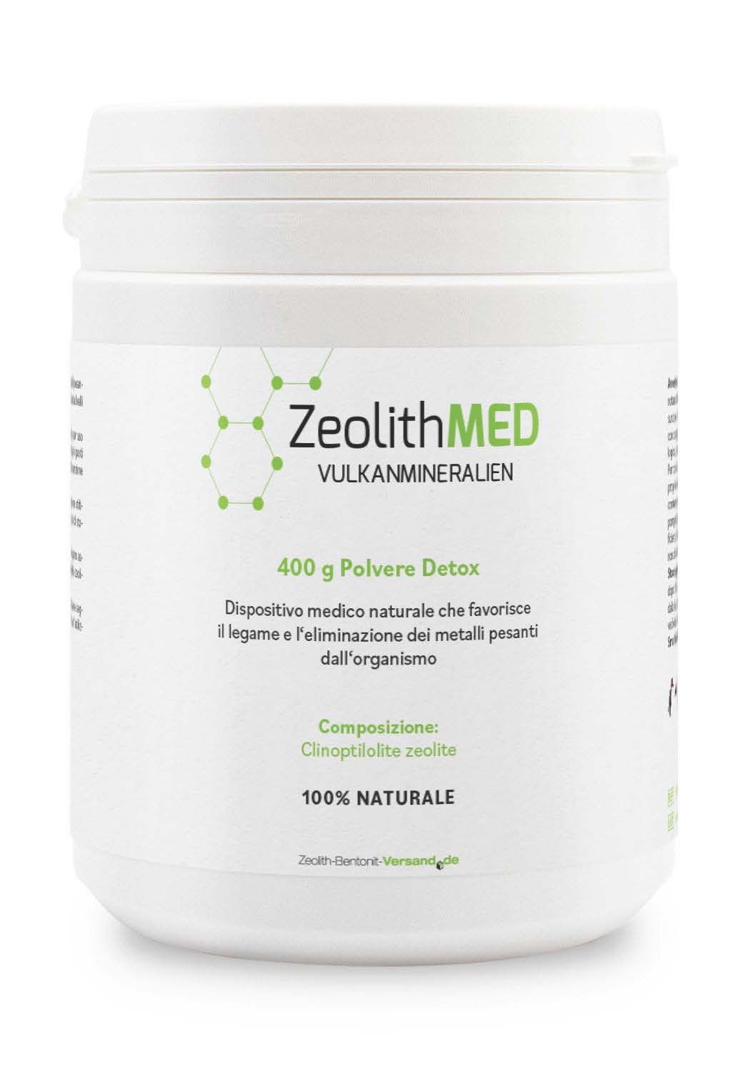 ZeolithMED polvere detox 400g, dispositivo medico con certificato CE