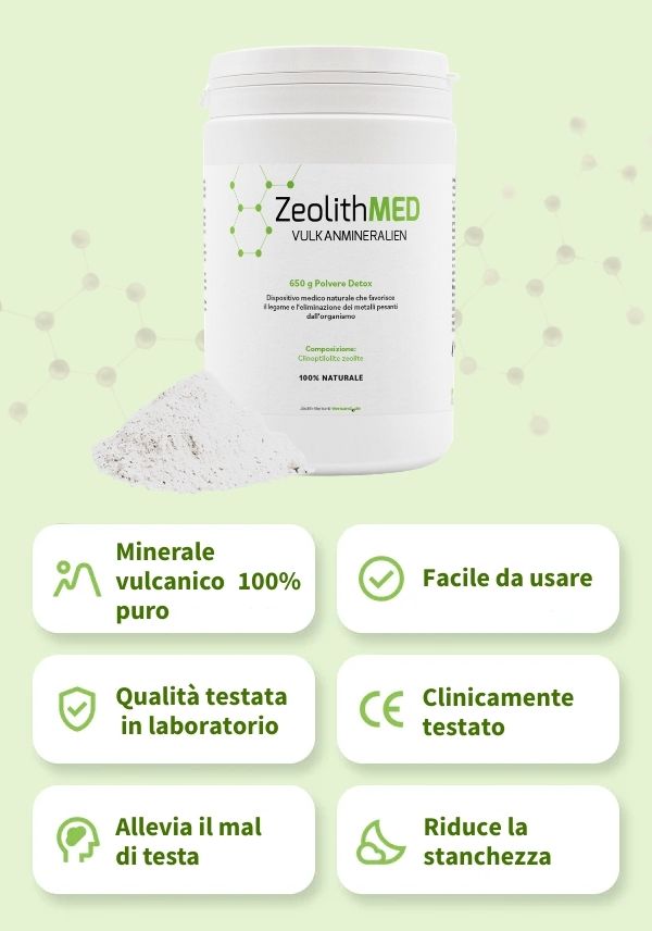 ZeolithMED polvere detox 650g, dispositivo medico con certificato CE