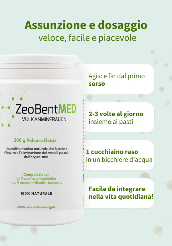 ZeoBentMED polvere detox 200g, dispositivo medico con certificato CE