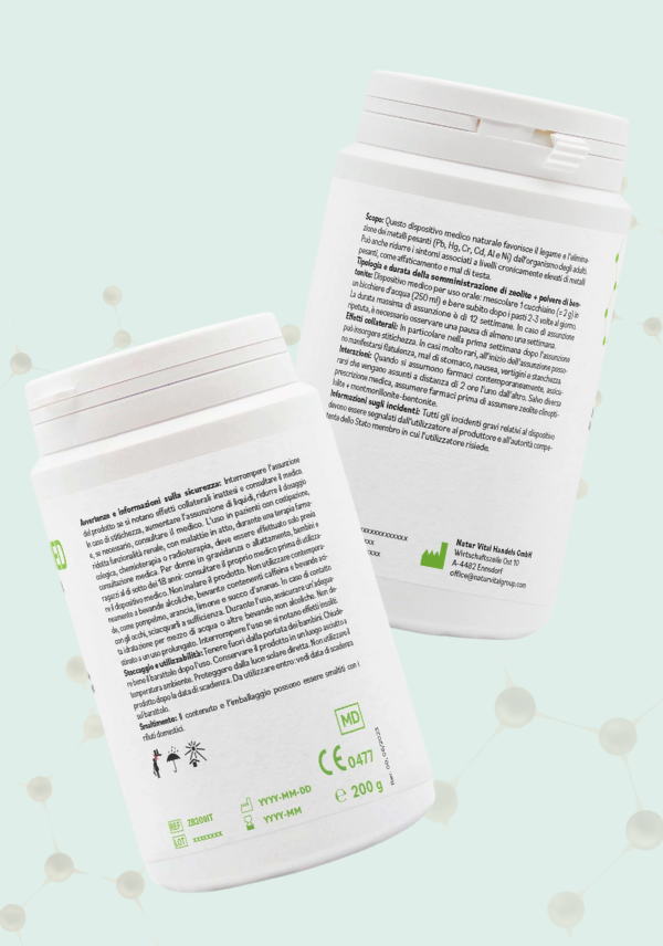 ZeoBentMED polvere detox 200g, dispositivo medico con certificato CE