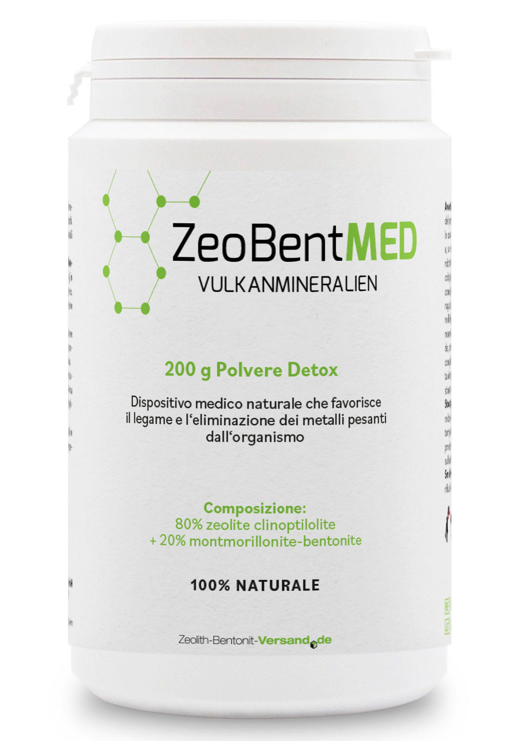 ZeoBentMED polvere detox 200g, dispositivo medico con certificato CE