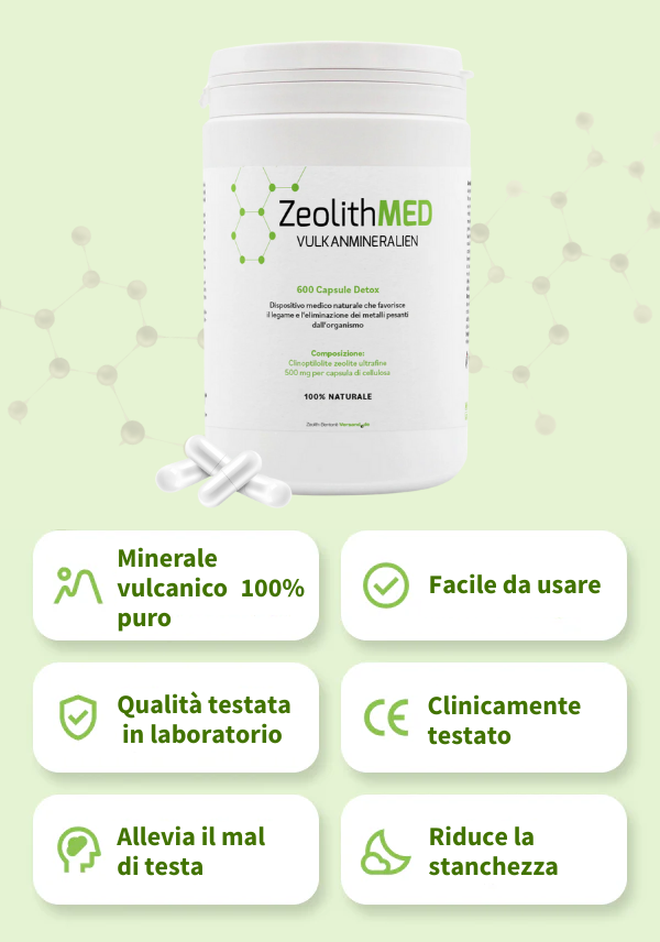 ZeolithMED 600 capsule detox, dispositivo medico con certificato CE