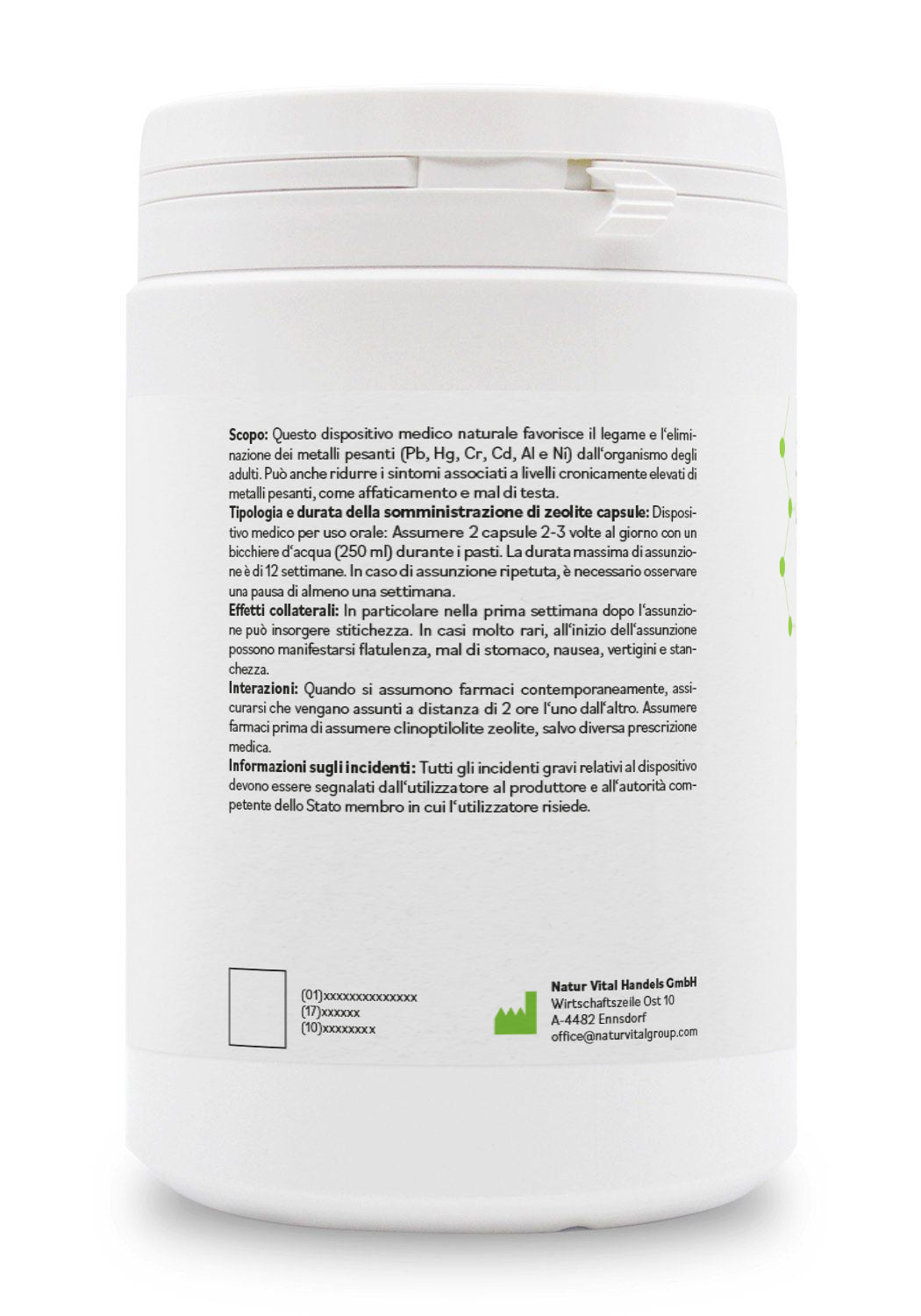 ZeolithMED 600 capsule detox, dispositivo medico con certificato CE