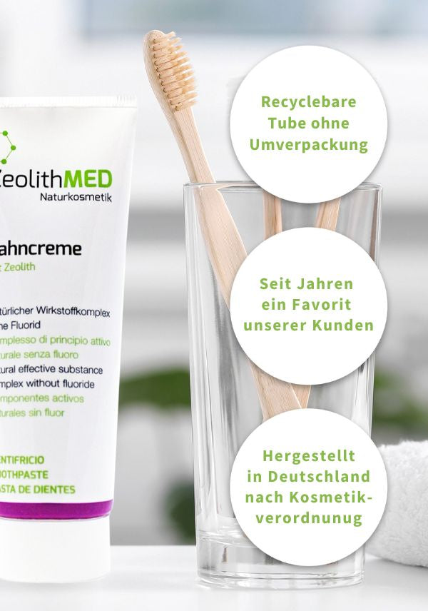 12x dentifricio ZeolithMED 75ml in confezione risparmio, dentifricio senza fluoro