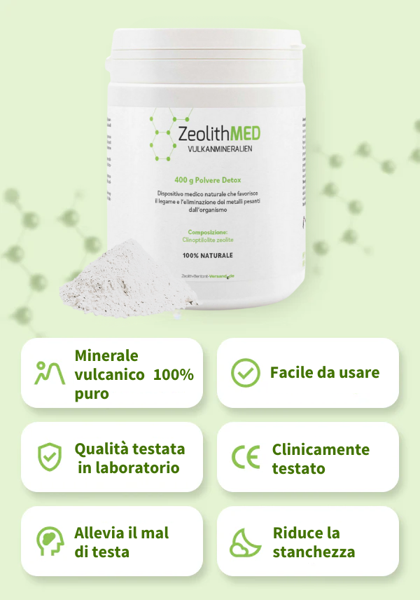 ZeolithMED polvere detox 400g, dispositivo medico con certificato CE