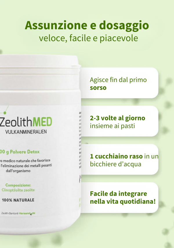 ZeolithMED polvere detox 400g, dispositivo medico con certificato CE