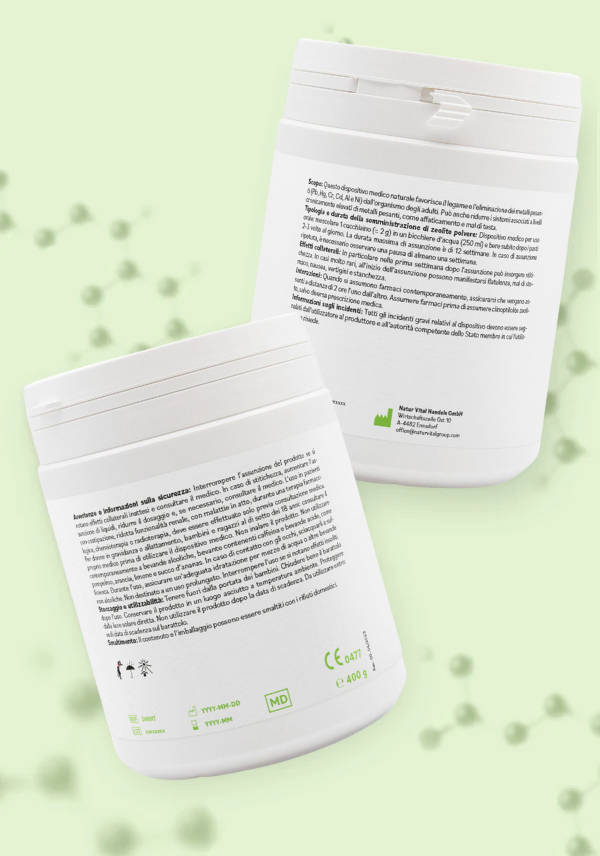 ZeolithMED polvere detox 400g, dispositivo medico con certificato CE