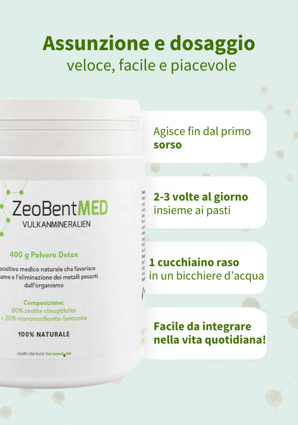 ZeoBentMED polvere detox 400g, dispositivo medico con certificato CE