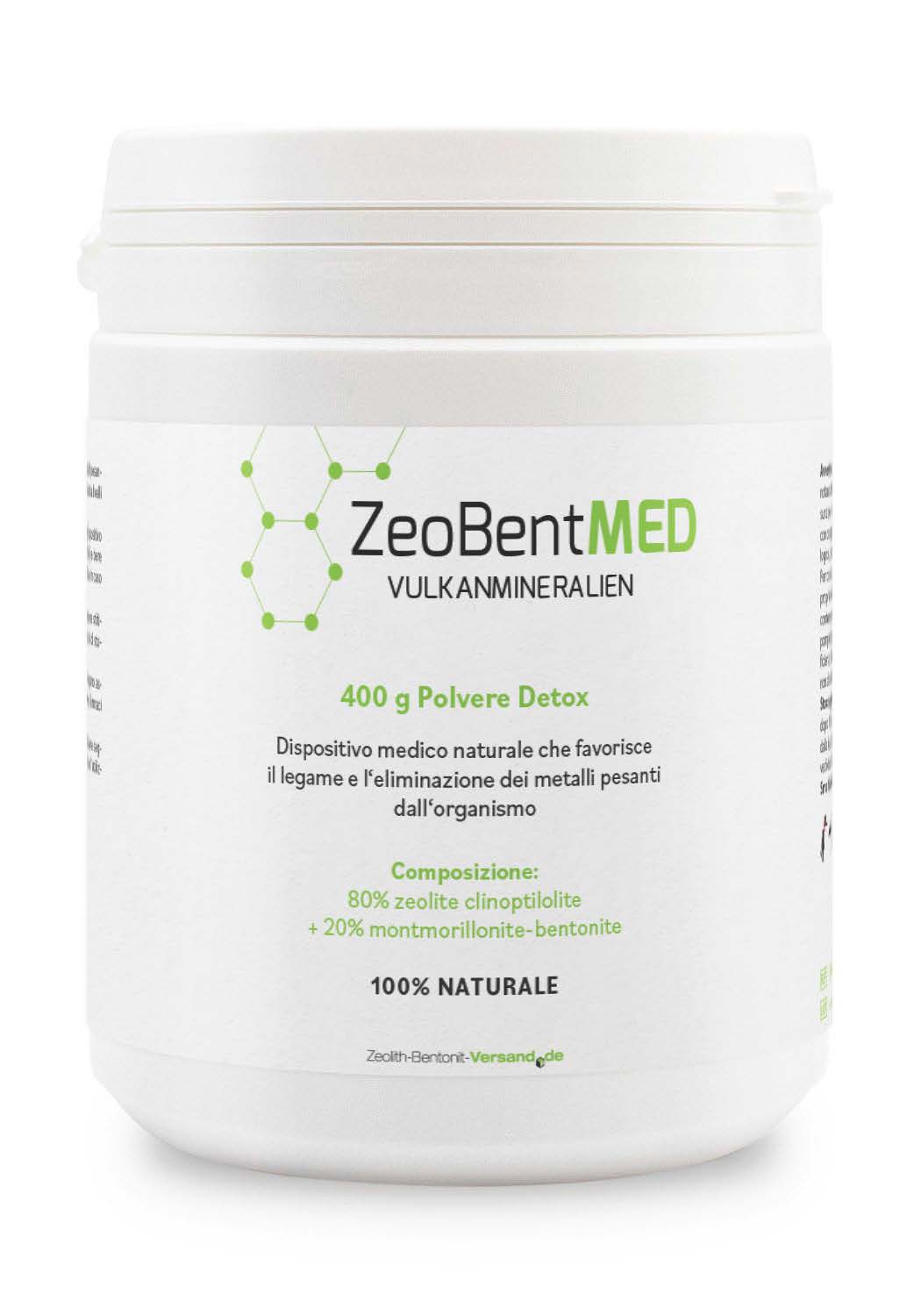 ZeoBentMED polvere detox 400g, dispositivo medico con certificato CE