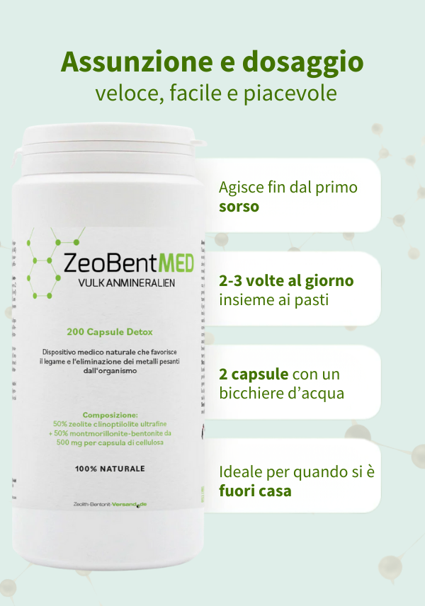 ZeoBentMED 200 capsule detox, dispositivo medico con certificato CE