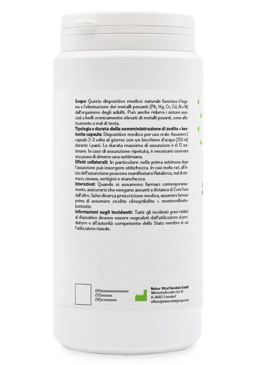 ZeoBentMED 200 capsule detox, dispositivo medico con certificato CE