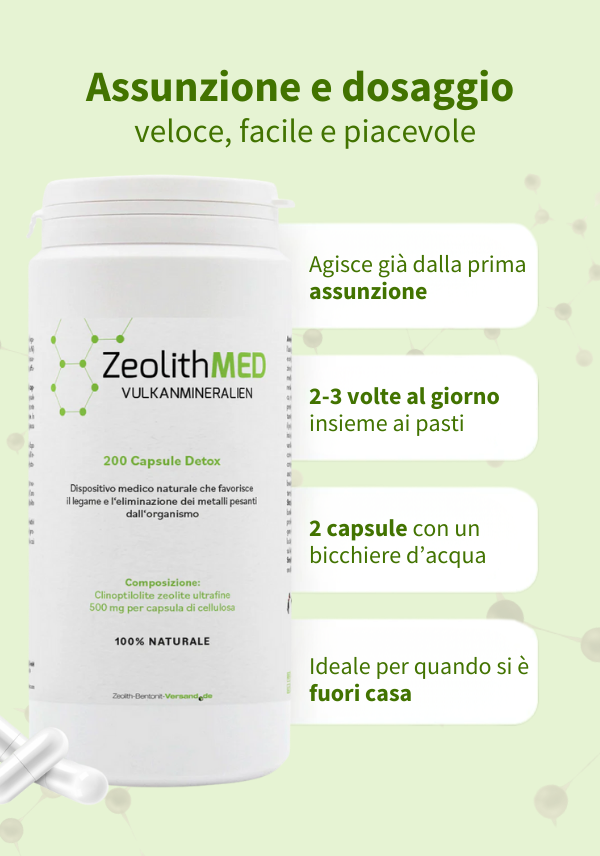 ZeolithMED 200 capsule detox, dispositivo medico con certificato CE