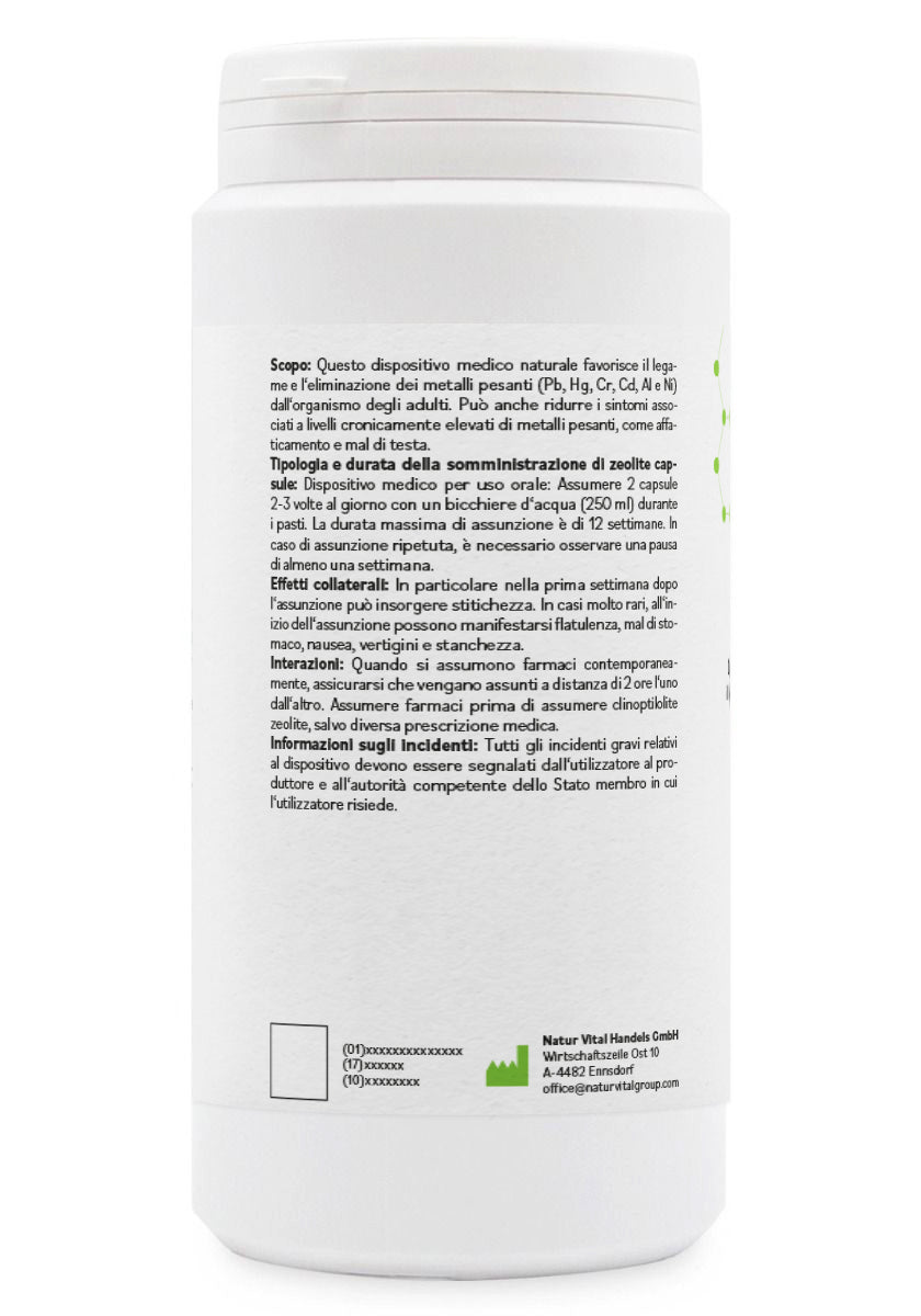 ZeolithMED 200 capsule detox, dispositivo medico con certificato CE