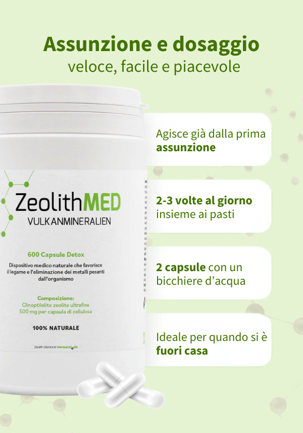 ZeolithMED 600 capsule detox, dispositivo medico con certificato CE