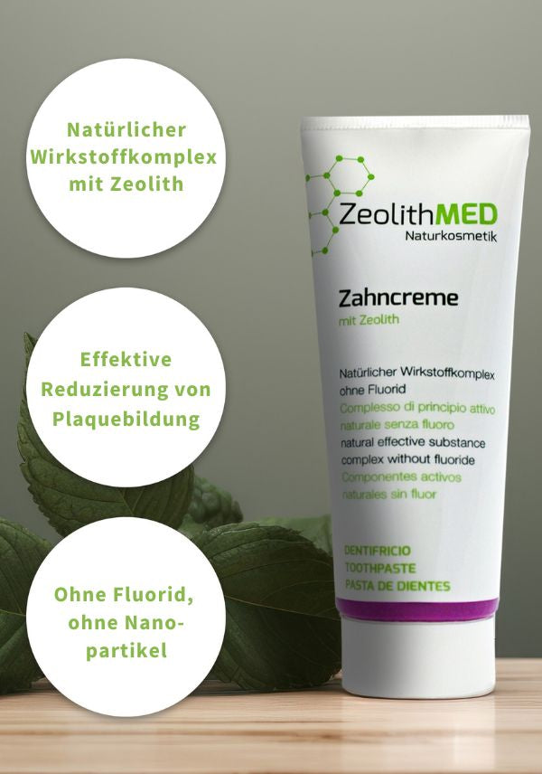 12x dentifricio ZeolithMED 75ml in confezione risparmio, dentifricio senza fluoro